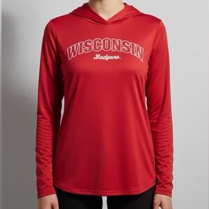 NWT Under Armour Womens L Wisconsin Badgers Long Sleeve Performance Shirt Hoodie
